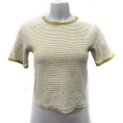 カスタネ Kastane カットソー ボーダー  半袖 F 緑 カーキ 黄色 イエロー /YI