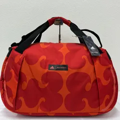 9638　良品　marimekko×adidas　マリメッコ　 アディダス　コラボ　ボストンバッグ　 2way　Designed for Training　ダッフルバッグ　 総柄　レッド系　赤　ナイロン　タグ付き　 レディース