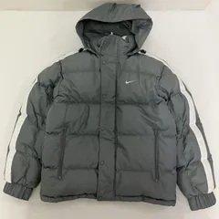 ◆ NIKE ナイキ ダウンジャケット アウター グレー フード付き ジップアップ Sサイズ メンズ 古着