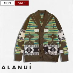 【定価214,500円(税込)】ALANUI  -アラヌイ- 最高級の素材と職人技でのみ実現可能なカラーリングや着心地！ジャガード織 ニットカーディガン ガウン フェアアイル柄 ボーダー柄 CHASING THE MIDNIGHT SUN CARDIGAN ブ