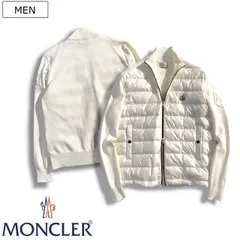 【定価130,900円(税込)】MONCLER モンクレール 大人のラグジュアリーカジュアル 遊び心溢れるエンボス加工ロゴ入りダウンコンビネーションコットンニットブルゾン スプリングダウン アウター  国内正規品/モンクレールジャパン  I10919B0000