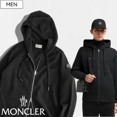 【定価174,900円(税込)】MONCLER モンクレール 　大人のラグジュアリーカジュアル！レザーロゴパッチ付きカシミア混ウールニットダブルジップパーカー フーディメリヤス編み ゲージ7 長袖 防寒 ニット ブラック 国内正規品/モンクレールジャパン J2