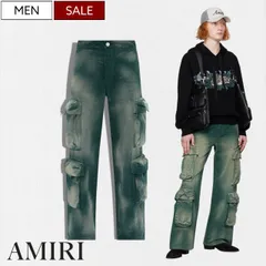 【定価462,000円(税込)】AMIRI -アミリ-   美しいカラーリングとデザイン性で大人のラグジュアリーカジュアルを演出する！大人らしい拘りを演出するウォッシュ加工コットンカーゴパンツ JACQUARD UTILITY PANTS カーキ グリーン  