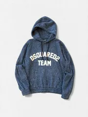 【定価238,700円(税込)】DSQUARED2 ディースクエアード スタイリッシュなツイード風デニムと洗練されたデザインで魅せる Dsquared2 Teamパッチ付プルオーバーフーディ パーカー スウェット ニット New York Denim Hood