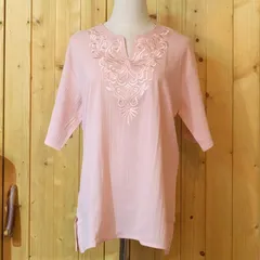 チュニック　刺繍　可愛い　半袖　サイズL　NO17