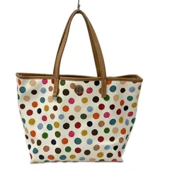 TORY BURCH(トリーバーチ) トートバッグ - アイボリー×ライトブラウン×マルチ ドット柄 レザー