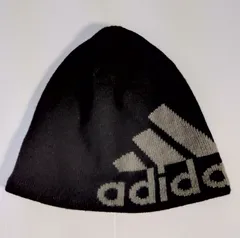 【USED中古品】 adidas アディダス ニット帽 ビーニー帽 ビッグロゴ 帽子 ハット 内側タグの裏に記名あり フォロー割