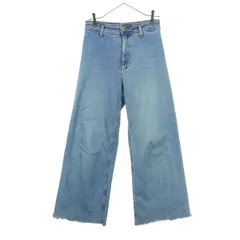 ZARA ザラ コットン ストレッチ ワイドデニムパンツ 38 ブルー系 レディース 古着