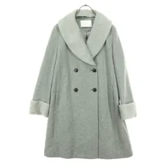 美品 BALLSEY ボールジィ 日本製 ウール 長袖 ダブルボタン ショールカラー ウールコート 40 グレー TOMORROWLAND トゥモローランド レディース 古着