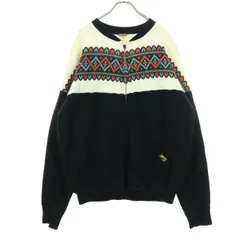 MERVYNS マービンズ 日本製 雪柄 長袖 ジップ スウェット MEDIUM ブラック メンズ 古着