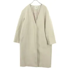 nano universe ナノユニバース 長袖 ノーカラーコート F ピンク レディース 古着