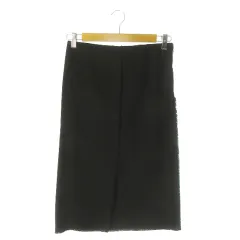 ミラオーウェン Mila Owen スカート タイト ミモレ ロング フリンジ 0 黒 ブラック /AO25