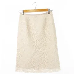 コムサイズム COMME CA ISM スカート 総レース ひざ丈 タイト 薄手 コットン 通勤 ビジネス きれいめ 9 ピンクベージュ /CK15