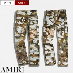 【定価880,000円(税込)】AMIRI -アミリ-  日本の伝統的な継ぎ接ぎ布「襤褸-BORO-」技法をオマージュした！圧倒的なオーラを放つヴィンテージリメイクコンビネーションカーゴパンツ ジーンズ  ウォッシュデニム SRPS24MDF007 MRBC0