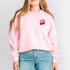 Simply Sage Market レディース トップス Tシャツ プリント パッチワーク スウェット グラフィック Simply Sage Market Cherry Hearts Pink Bow Patchwork Print Womens Graph