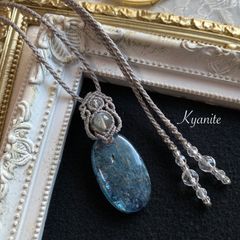 ☆ラリマー♡マクラメ編みネックレス◭332◭水晶♡ドリーム