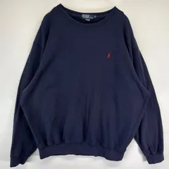 古着 ポロバイラルフローレン Polo by Ralph Lauren スウェット トレーナー クルーネック ワンポイントロゴ刺繍 大きいサイズ XL  ネイビー メンズ