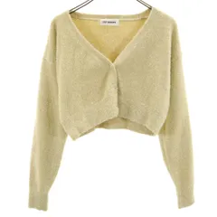 美品 Lily Brown リリーブラウン 長袖 ショート丈 ラメ ニットカーディガン F シャンパンゴールド系 レディース 古着