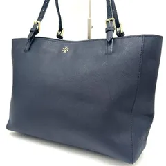 TORY BURCH トリーバーチ トートバッグ A4収納 肩掛け レザー ダークネイビー エマーソン ゴールド金具 ベルトデザイン