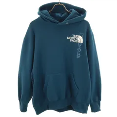 THE NORTH FACE ノースフェイス バック ハーフ ドーム 長袖 スウェットパーカー M 青緑 NT62135 アウトドア メンズ 古着