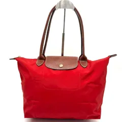 LONGCHAMP ロンシャン ル・プリアージュ トートバッグ ハンドバッグ ナイロン レザー 赤 レッド 折りたたみ 肩掛け