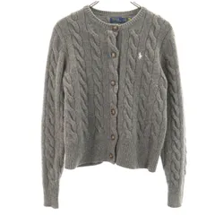 POLO RALPH LAUREN ポロラルフローレン 長袖 ケーブル ニットカーディガン M グレー レディース 古着