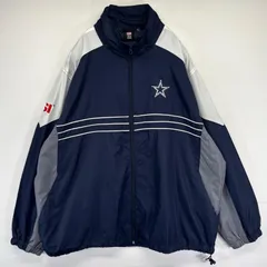古着 NFL NFL ナイロンジャケット フルジップ カウボーイズ マルチカラー　刺繍ロゴ 大きいサイズ 2XL  ネイビー メンズ