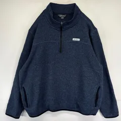 古着 エディー・バウアー Eddie Bauer ハーフジップフリースジャケット ニット トレーナー ワンポイントロゴ プルオーバー 2XL  ネイビー メンズ