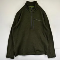古着 エディー・バウアー Eddie Bauer ハーフジップフリースジャケット ベターセータータイプ ワンポイントロゴ トレーナー M  グリーン系 メンズ