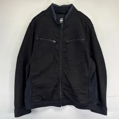古着 ジースターロゥ G-STAR RAW デニムジャケット フルジップ 大きいサイズ 胸ポケット XL  ブラック メンズ