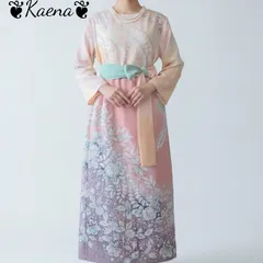 ❦Kaena❦　着物リメイク　辻ヶ花　作家物　ワンピース　ロング　マキシ　ドレス　振袖　Aライン　ベルト紐　暈染　正絹　シルク　結婚式　卒業式　入学式　パーティー　ステージ衣装　フォーマル　オケージョン　セレモニー　ホテルランチ　観劇　同窓会