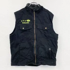 古着 used　DRI･DUCK　フルジップダックベスト　4つポケット　刺繍ロゴ　裏ボア　黒　ブラック　Lサイズ【値引き交渉OK！】