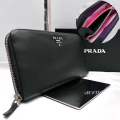 ◇レア美品◇プラダ　サフィアーノレザー長財布　ロゴ金具　ブラック×マルチカラー