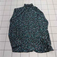 ◇ Θ ザラ ZARA 花柄プリーツハイネックブラウス ブラック系 レディース Lサイズ E  【1512190010060】