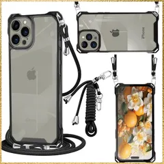 ☆彡送料無料でお届け☆彡Color:ブラック_Size:iPhone 16 Pro Max iPhone 16 Pro Max ケース クリア PC ショルダー 軽量 耐衝撃 カバー アイフォン16 Pro Max ケース 透明 薄型 軽量 PC背面 + TP