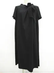 良品 ADIEU TRISTESSE アデュートリステス ワンピース 半袖 黒 無地 リボン付 サイズ38 日本製 L005-0216-1