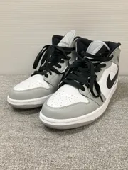 【美品】NIKE Air Jordan 1 mid ライトスモークグレー ホワイト 25.5cm