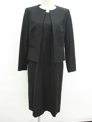 美品 Theory luxe セオリー リュクス 長袖 ジャケット 半袖 ワンピース セット アンサンブル セットアップ ダークグレー系 ブラック系 無地 サイズ38 日本製 L0001-0216-2