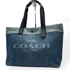 美品　COACH コーチ キャンバストートバッグ デニム A4収納可能　ブルー