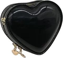 APOSITV ハート ショルダーバッグ レディース ポシェット ポーチ ハート型 斜めがけ 2WAY (ブラック)