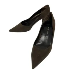 セルジオロッシ Sergio rossi パンプス シューズ ポインテッドトゥ スエード 34.5 茶 ブラウン