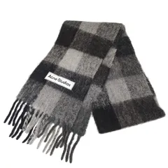 ACNE STUDIOS アクネ ストゥディオズ アルパカ モヘア ウール チェック フリンジ マフラー FREE グレー