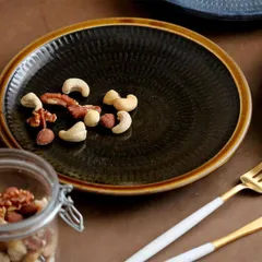 小石原焼 小石原焼き マルワ窯 7寸皿 七寸皿 パスタ皿 カレー皿 ワンプレート 飴 青 白 刷毛目 飛び鉋 和食器 陶器 皿 ギフト 新生活 プレゼント