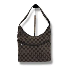 グッチ　GUCCI GGキャンバス　ワンショルダーバッグ　ホーボーバッグ　ブラック　黒