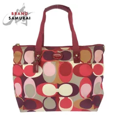 COACH コーチ シグネチャー マルチカラー ゴールド金具 ナイロン/レザー トートバッグ ハンドバッグ レディース 505872【中古】