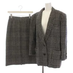 LEPORTE レポルテ 東京スタイル スーツ セットアップ 上下 グレンチェック テーラードジャケット 2B スカート ひざ丈 L 黒 ブラック 白 ホワイト /YM ▲H