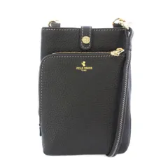 ペレボルサ PELLE BORSA ショルダーバッグ レザー ロゴ プリント 黒 ブラック /BB