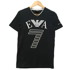 EMPORIO ARMANI エンポリオ・アルマーニ ロゴ プリント 左袖社名入り 半袖Ｔシャツ ブラック サイズXS 正規品 / 40942