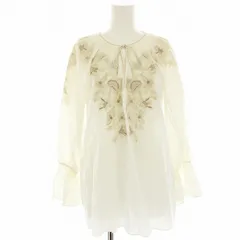 イエナ IENA ラメエンブロイダリーシャーリングブラウス シャツ プルオーバー 長袖 花刺繍 F 白 ホワイト 18051900524010 /HN