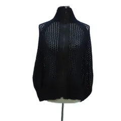 レキップヨシエイナバ L'EQUIPE YOSHIE INABA ニットカーディガン 38 M 紺 ネイビー 透かし編み ハイネック /HO23 ■GY58